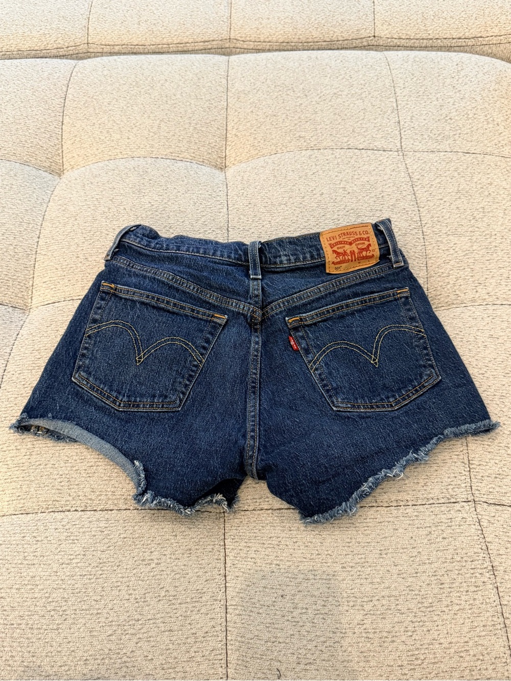 501 Levi's Dark Blue High-Rise Denim Cutoff Shorts
